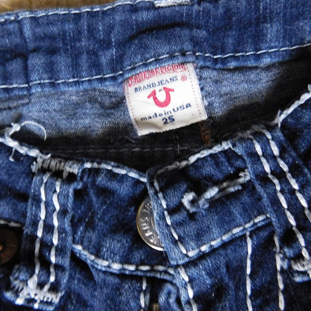 True Religion White Stitch Jeans